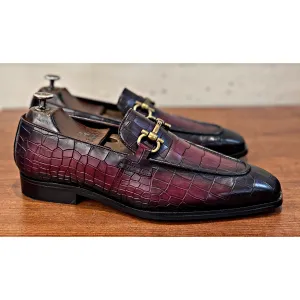 Ecsaaro Designer Loafers Croco Morjas Belgian Loafers