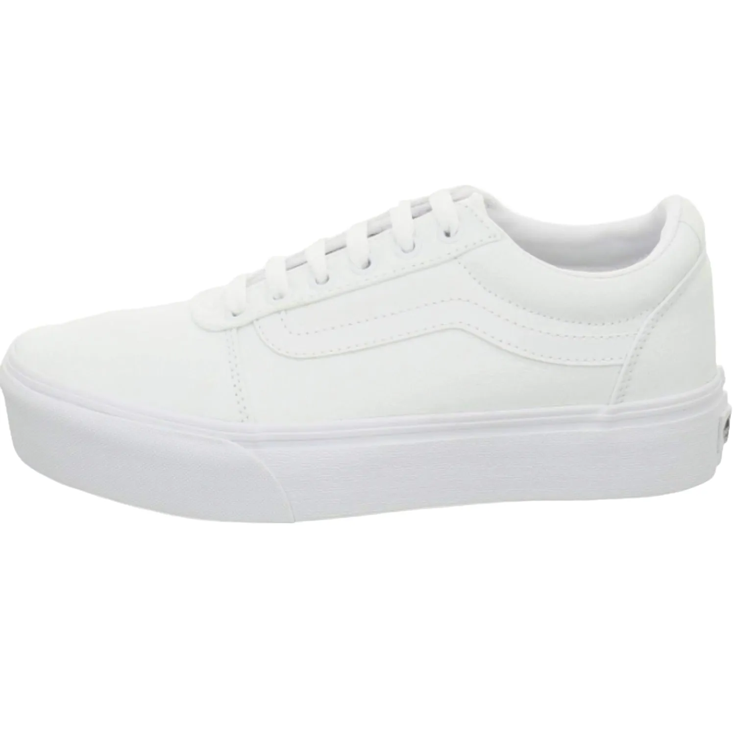 Vans Women's Ward Platform Sneaker, Canvas White Casual.shoe