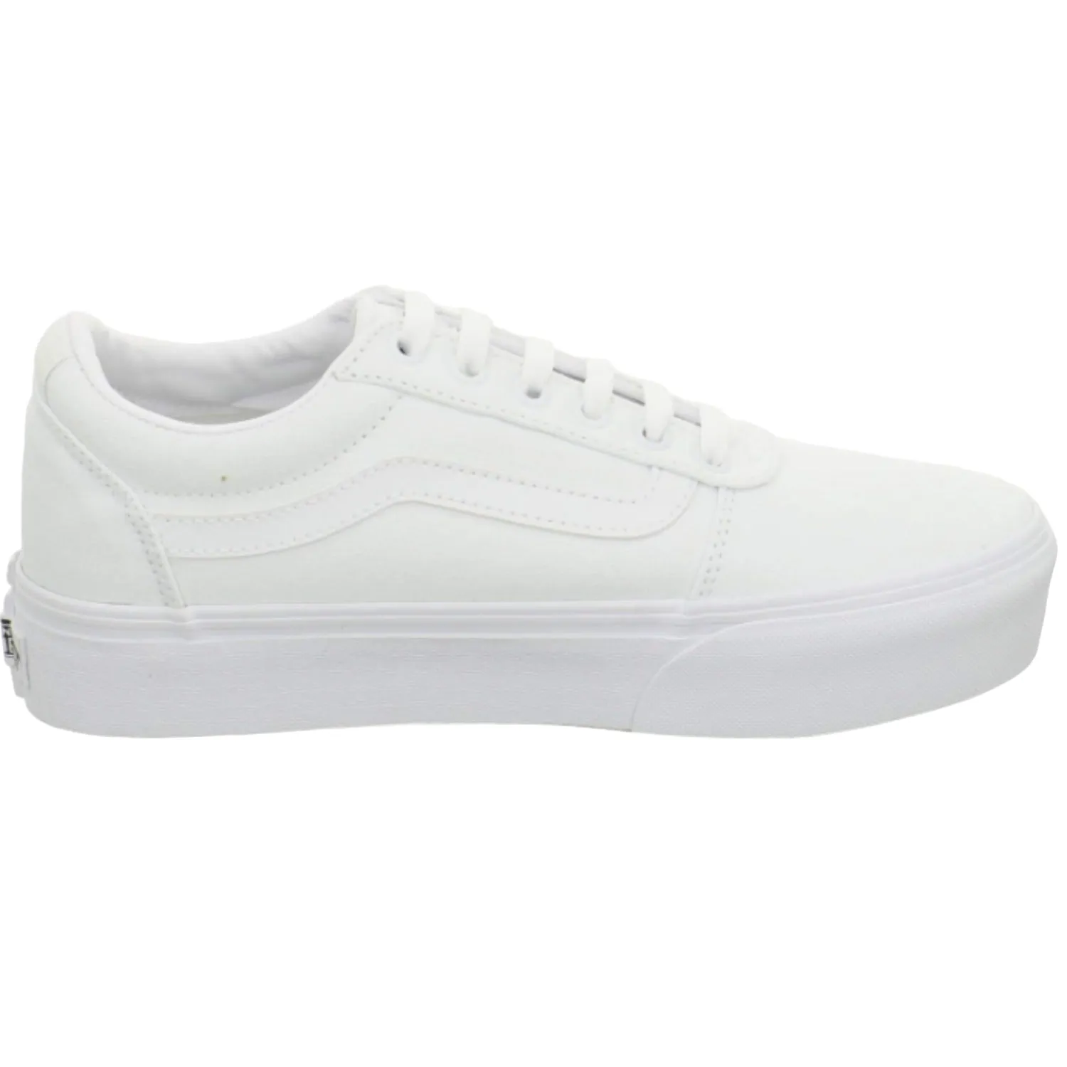 Vans Women's Ward Platform Sneaker, Canvas White Motorcycle Casual Shoes