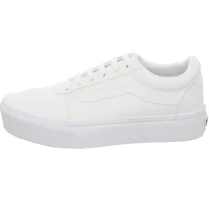Vans Women's Ward Platform Sneaker, Canvas White Casual Slip On Tennis Shoes