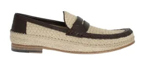 Loafers Mens Brown Leather Beige Loafer Shoes