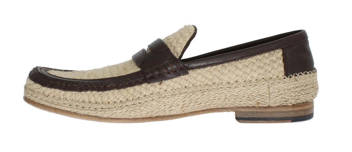 Brown Leather Beige Loafer Shoes Penny Loafers Casual