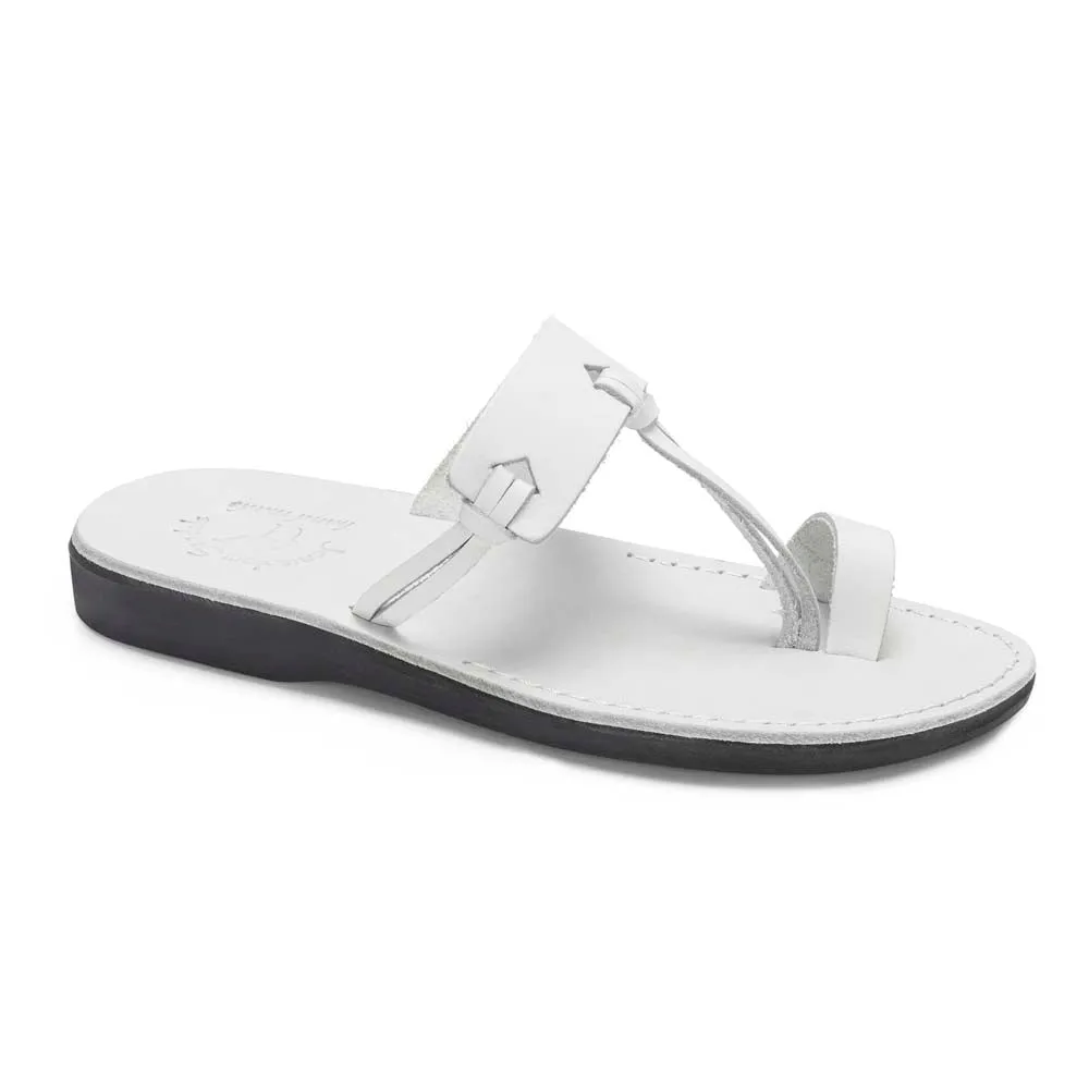 David - Leather Open Toe Sandal | White Woden Sandals