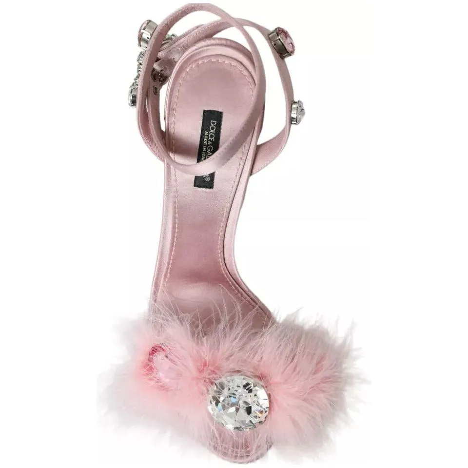 Dolce & Gabbana Pink Turkey Feather Embellished Sandals Shoes Geox Sandals