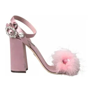 Hurache Sandals Dolce & Gabbana Pink Turkey Feather Embellished Sandals Shoes