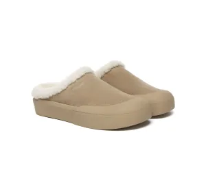 EVERAU UGG Slippers Sheepskin Wool Scuff Staney Quilted Slippers