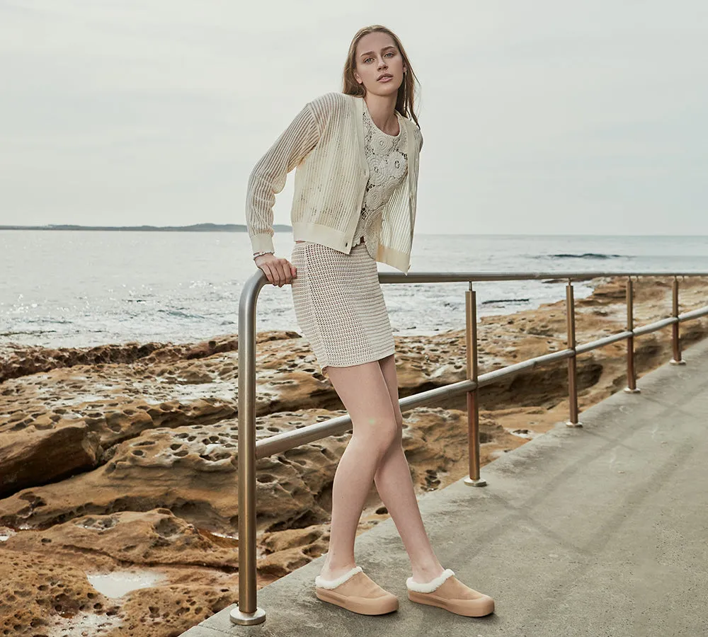 Denim Scraps Bullet Slides EVERAU UGG Slippers Sheepskin Wool Scuff Staney