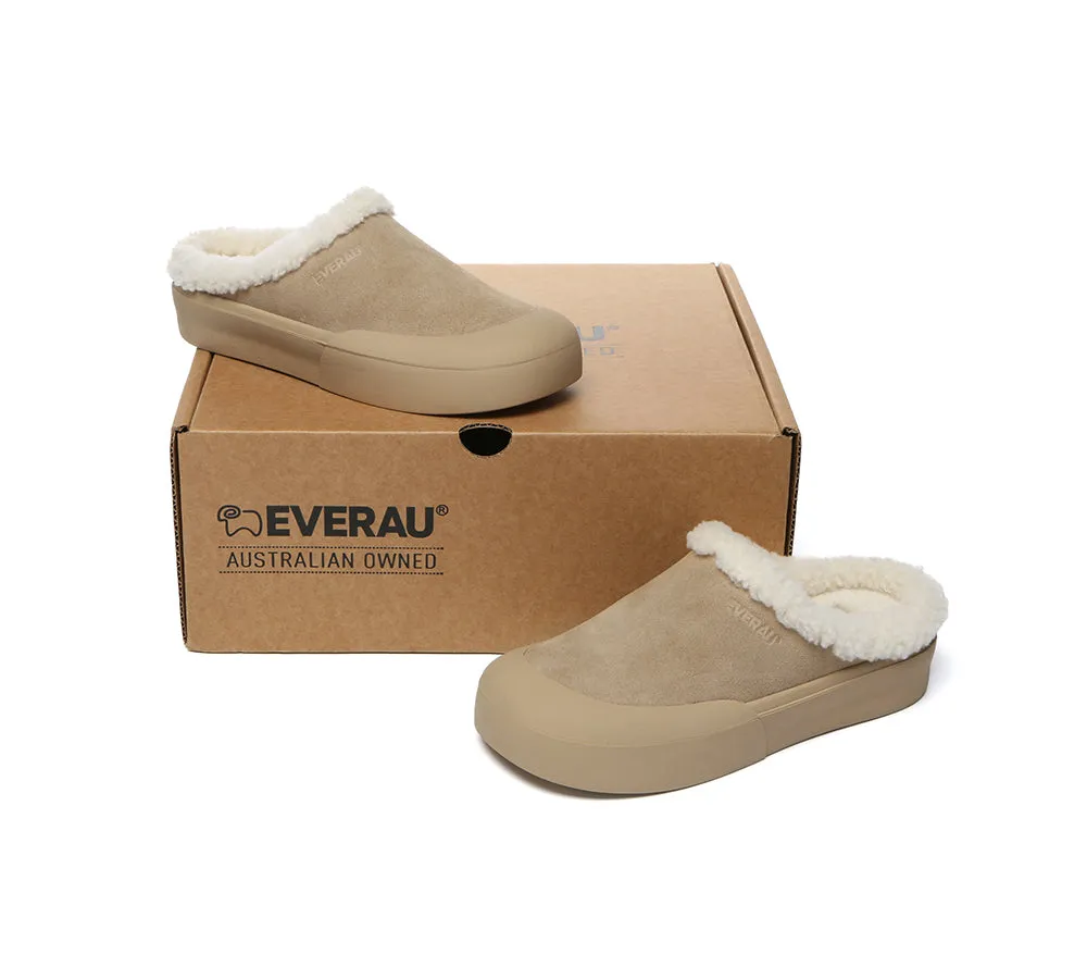 EVERAU UGG Slippers Sheepskin Wool Scuff Staney Baby Ballet Slippers