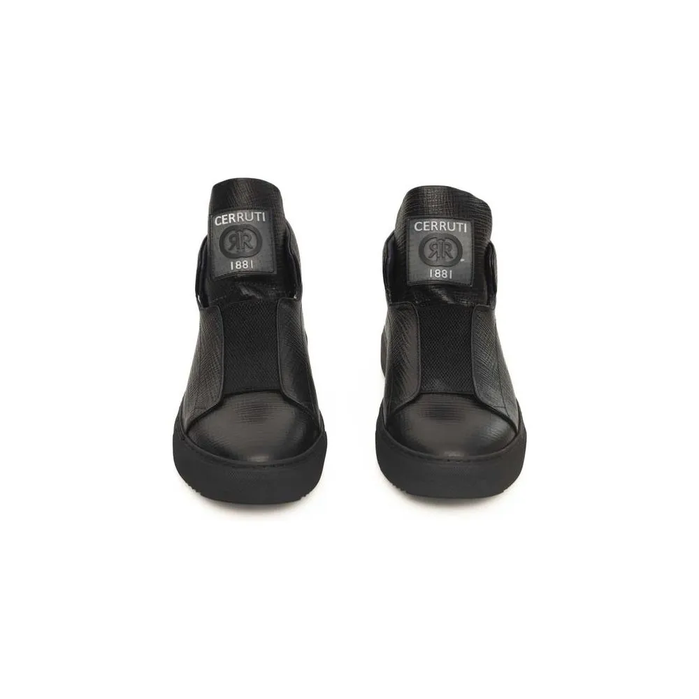 Cerruti 1881 Black Calfskin Men Sneaker Sneakers Movies
