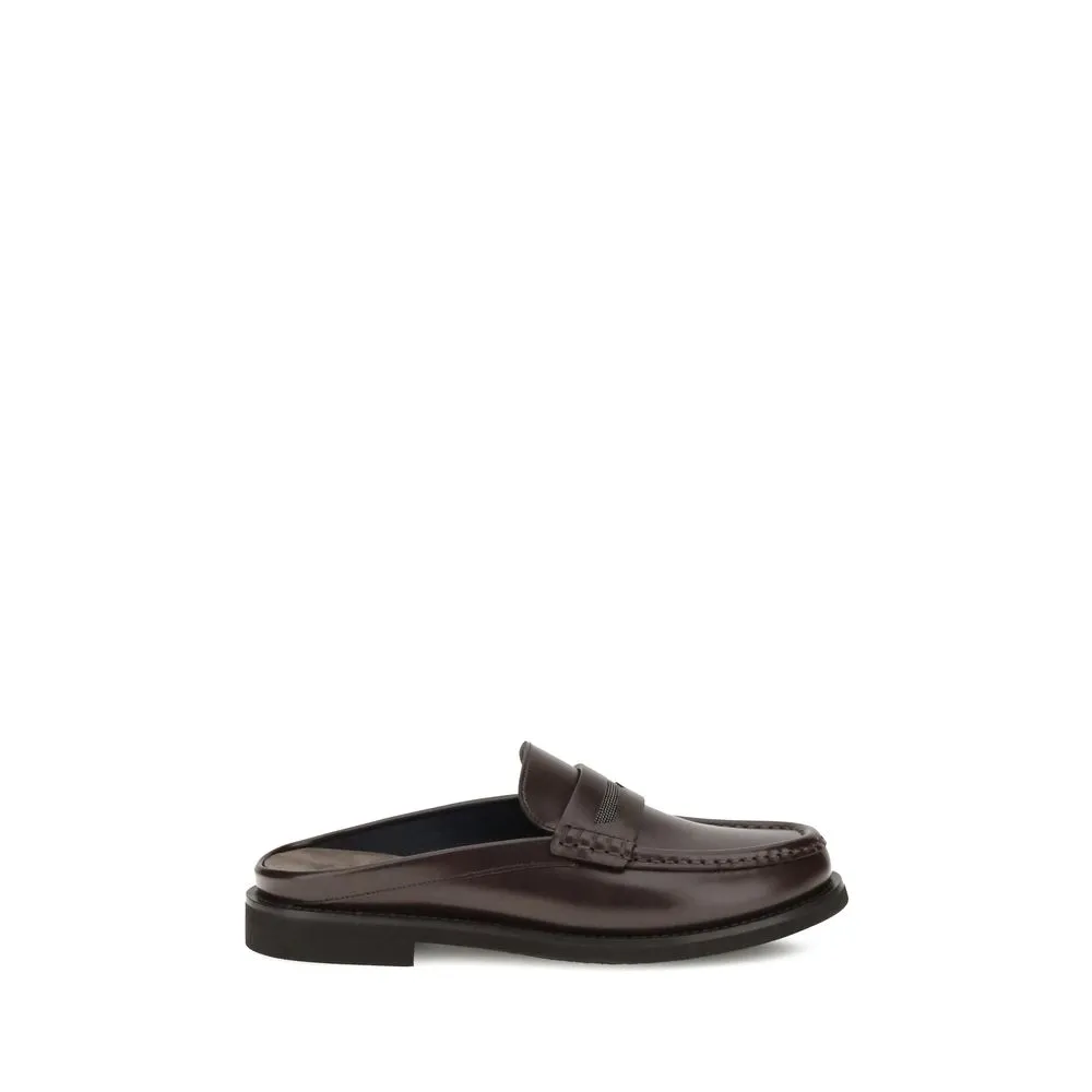 Alohas Loafers Brunello Cucinelli Brown Calf Leather Bos Taurus Slip-On Loafers
