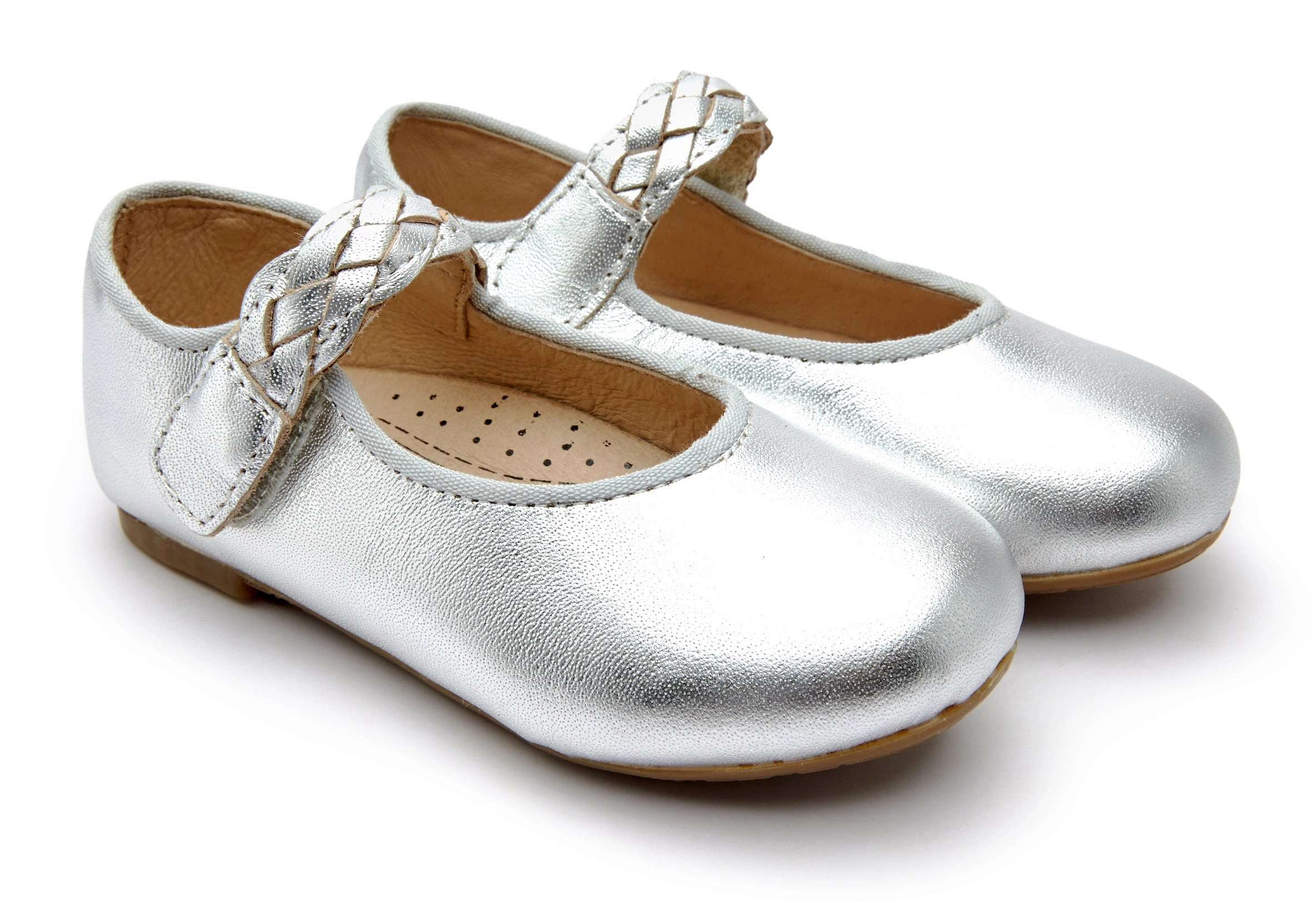 Old Soles Girl's 817 Lady Plat Shoes - Silver Flat Baseboard With Shoe Molding