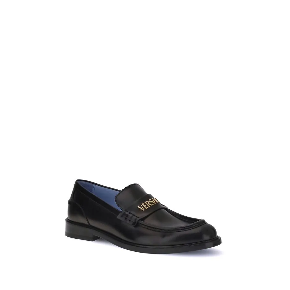 Versace Black Calf Leather Bos Taurus Slip-On Loafers Sam Edelman Penny Loafers