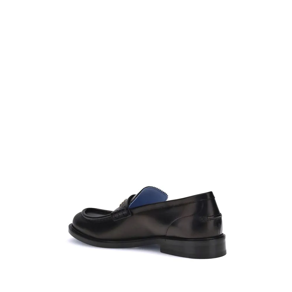 Versace Black Calf Leather Bos Taurus Slip-On Loafers Yankee Loafers