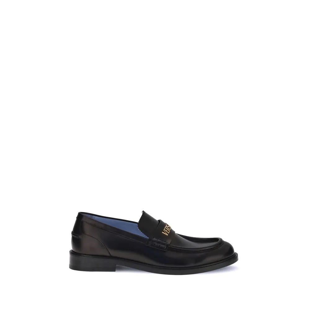 Versace Black Calf Leather Bos Taurus Slip-On Loafers Allen Edmond Loafers