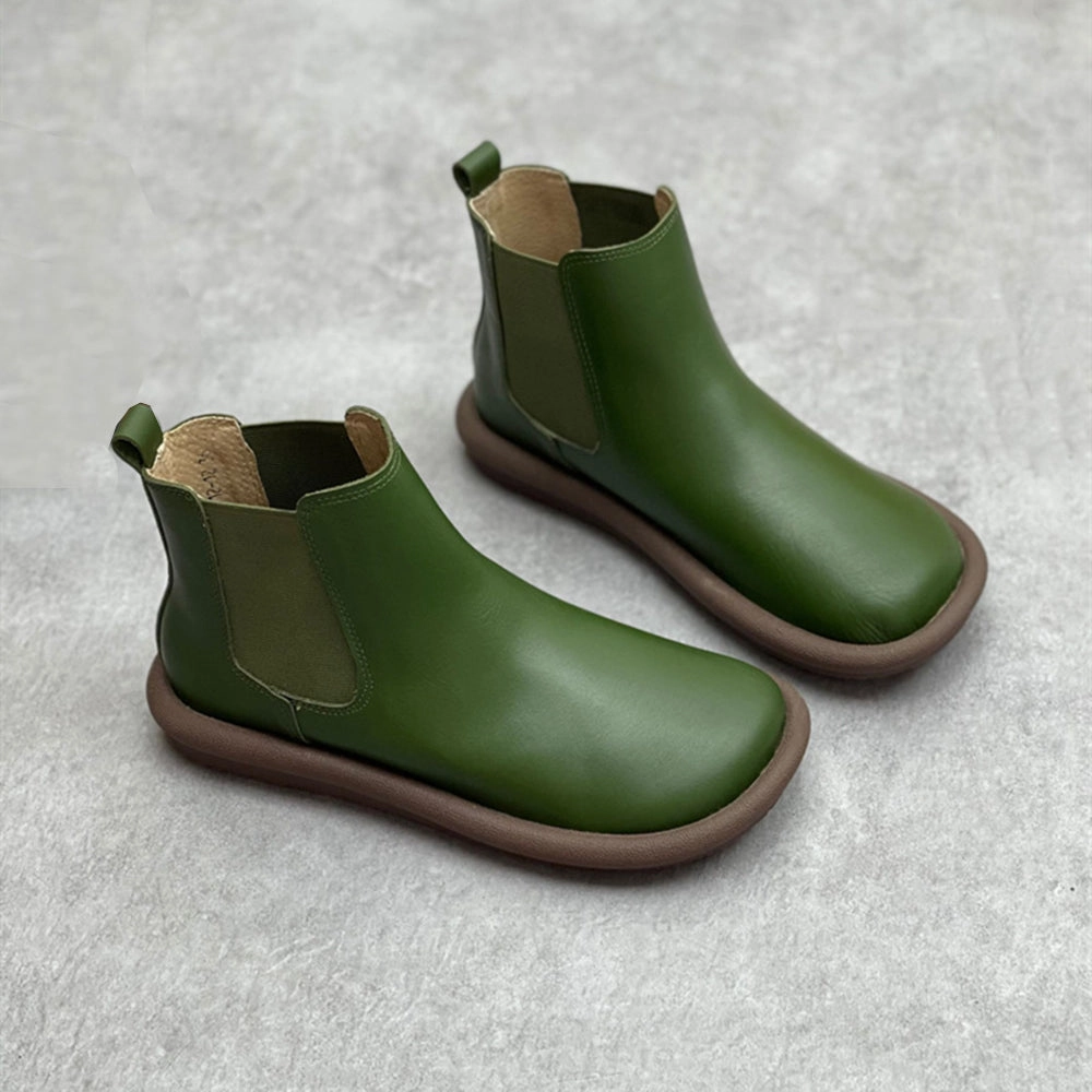 Best Flat Training Shoes Elastic Leather Flat Chelsea Boots for Women