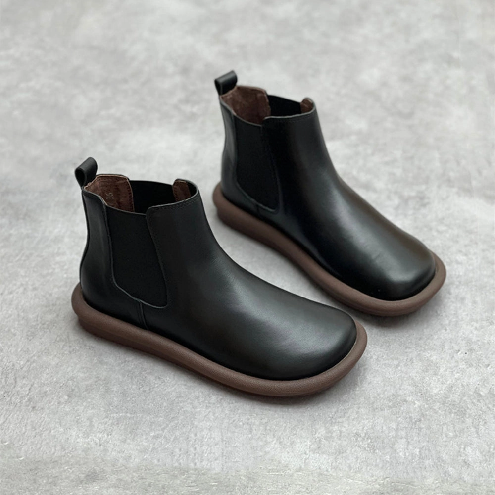 Tabi Shoes Flat Elastic Leather Flat Chelsea Boots for Women