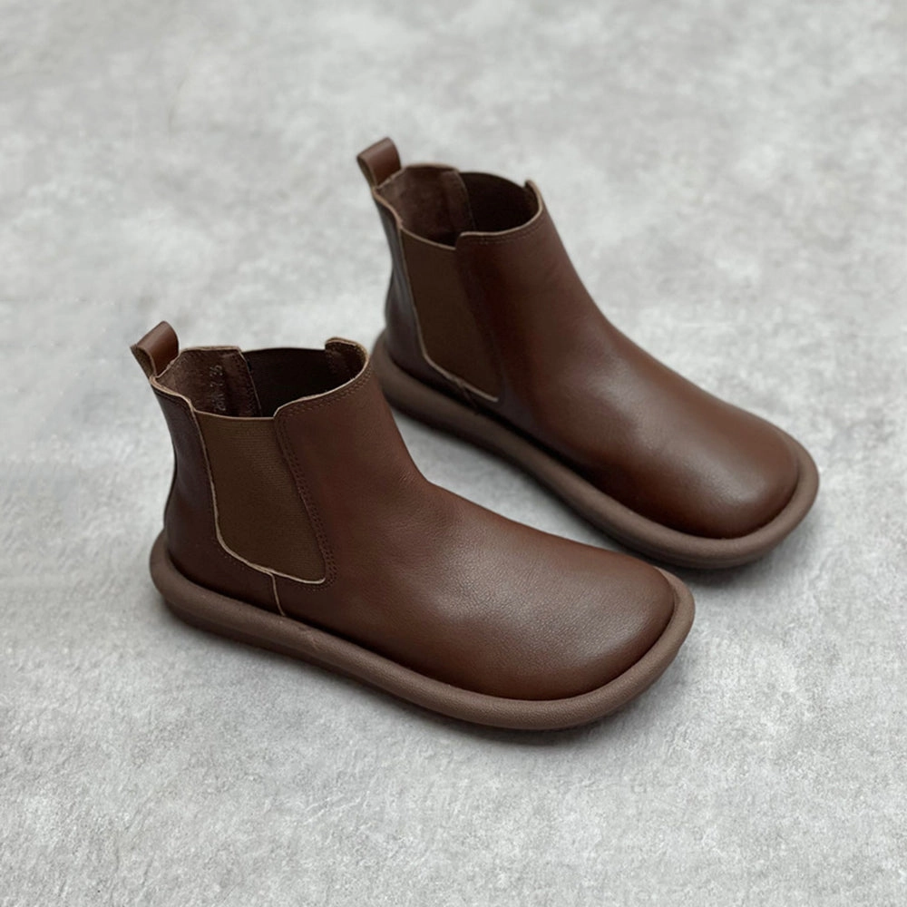Heeled Shoes That Turn Into Flats Elastic Leather Flat Chelsea Boots for Women