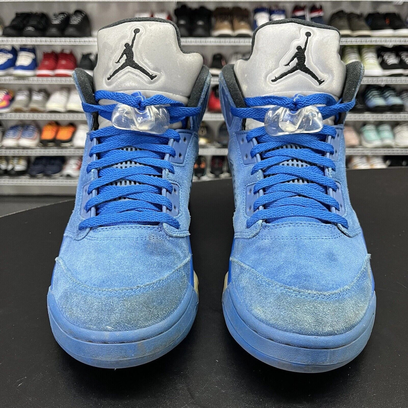 Nike Air Jordan 5 Retro Blue Suede 2017 136027-401 Men's Size 10 No Insole Best Asics Running Shoes For Shin Splints