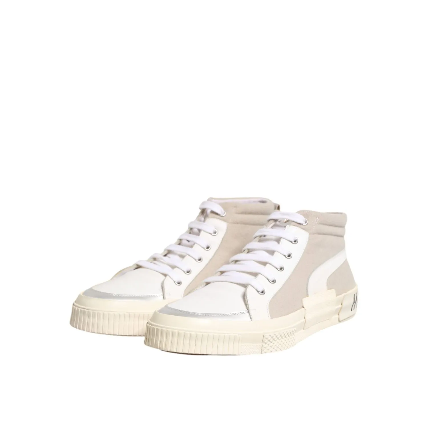 Classic Casual Shoes HIDE & JACK White Beige Lace Up Mid Top Casual Sneakers Shoes