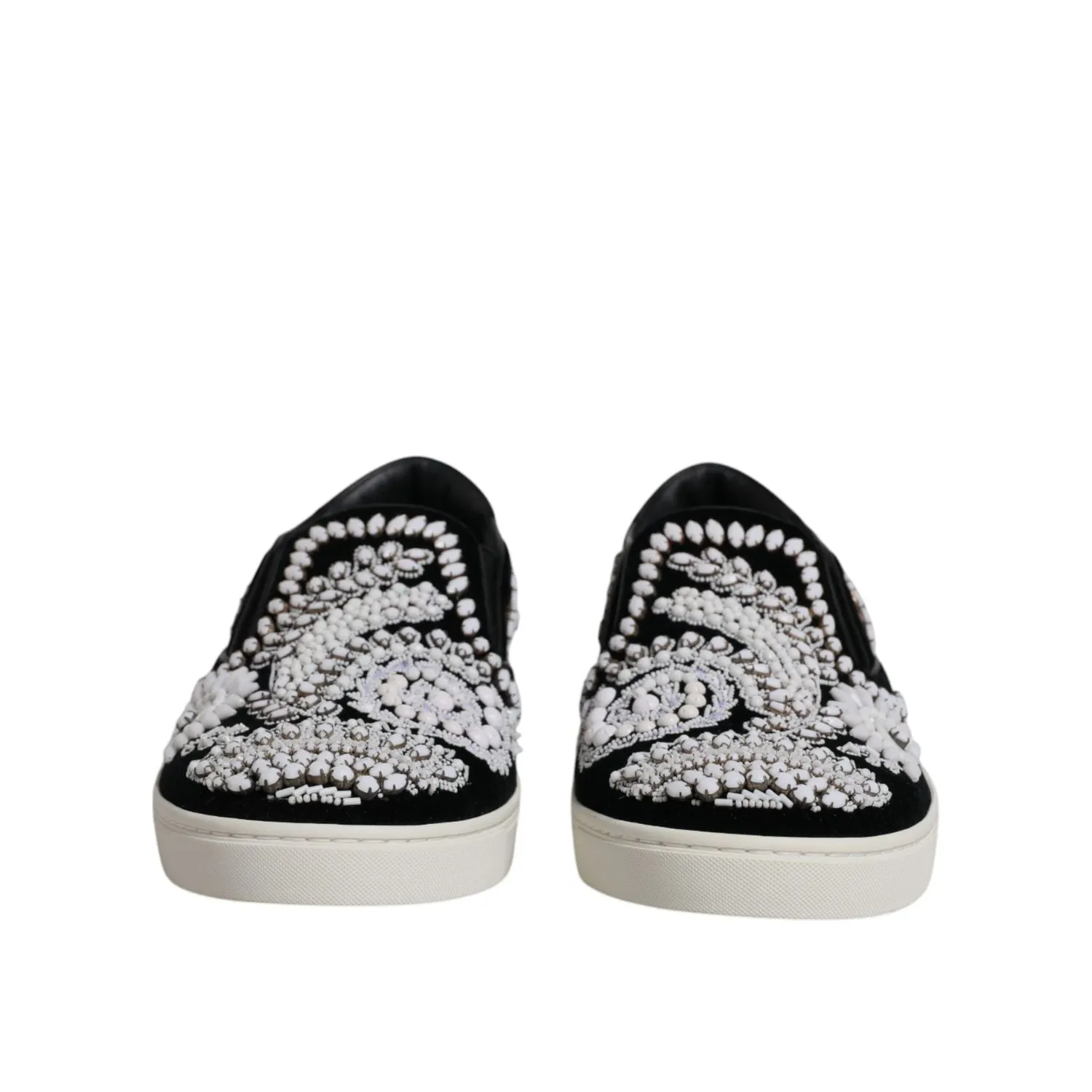 Dolce & Gabbana Black Embellished London Men Slip On Shoes Spring Loafers