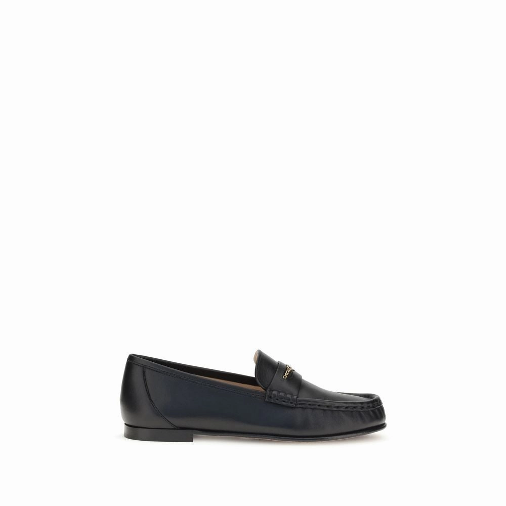 Chlo Black Calf Leather Bos Taurus Slip-On Loafers Platform Chunky Loafers