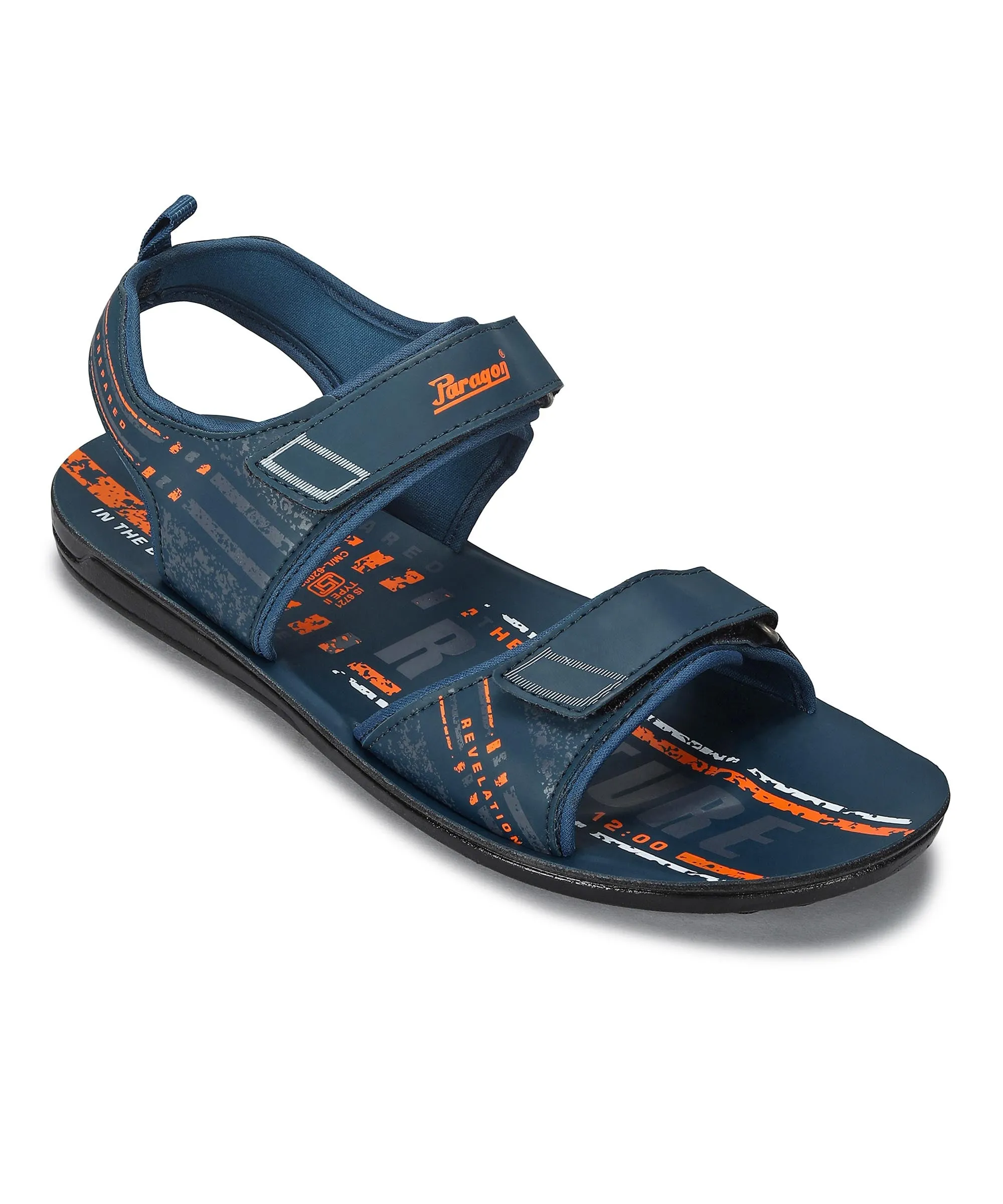 Leather Heeled Sandals Paragon Men's Stylish Lightweight & Durable Blue Velcro Dailywear Sandals