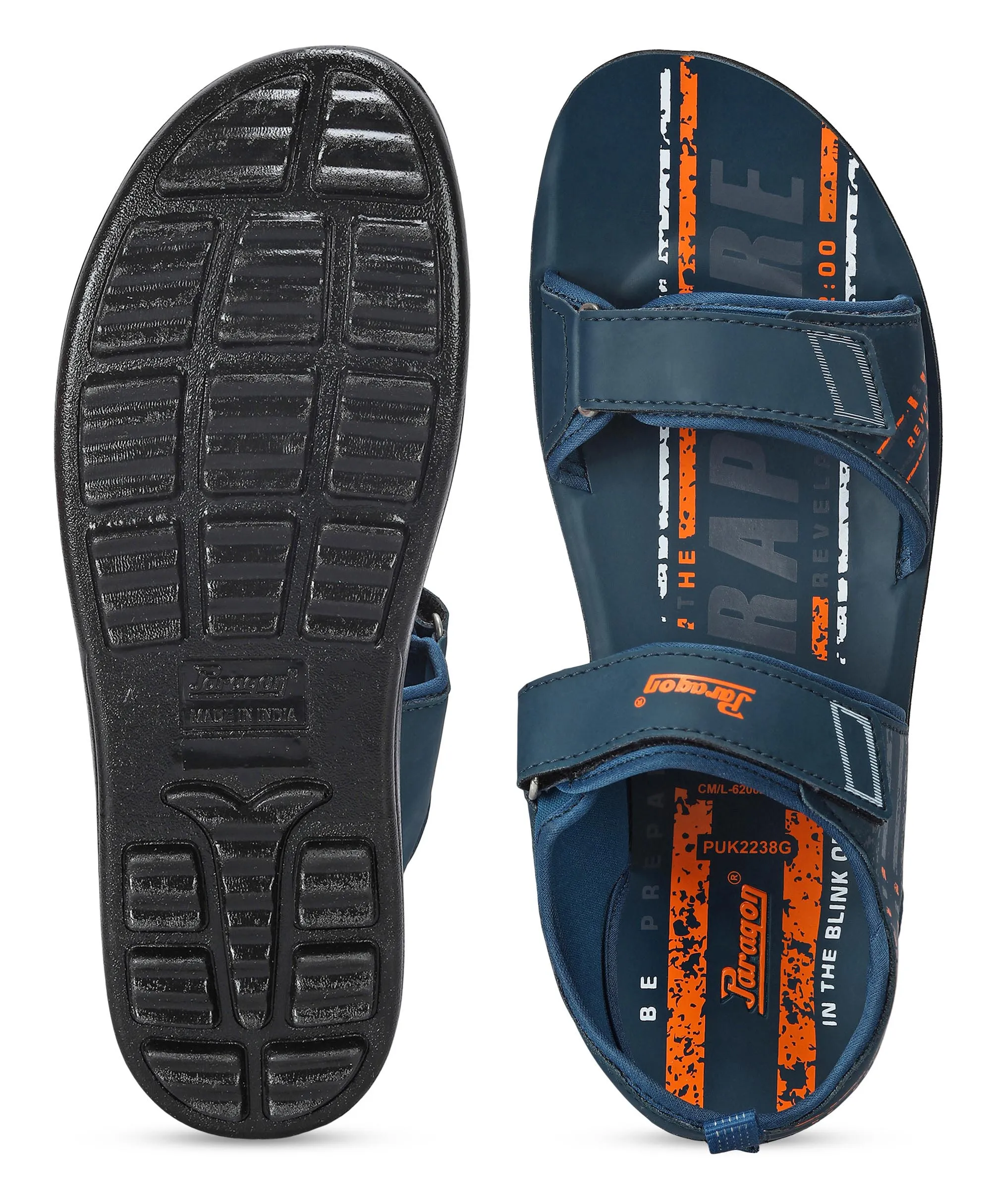 Paragon Men's Stylish Lightweight & Durable Blue Velcro Dailywear Sandals Wide Width Sandals