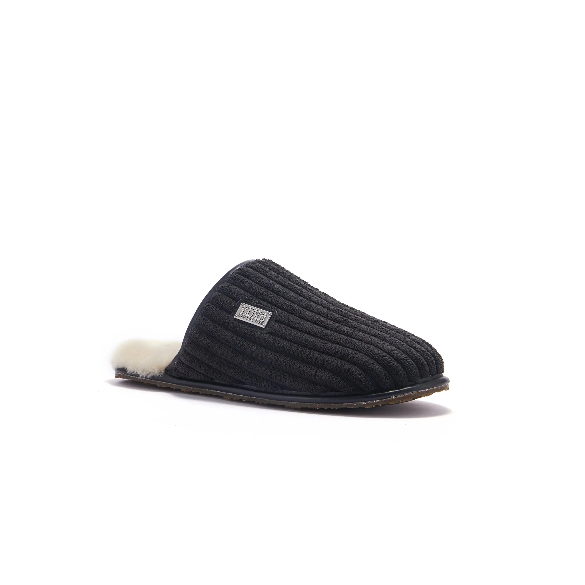Lynez Slippers MENS CLOSED MULE CORD BLACK