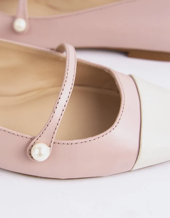 Yarrow Off Wht.Pink Leather Lifting Shoes Flat Sole