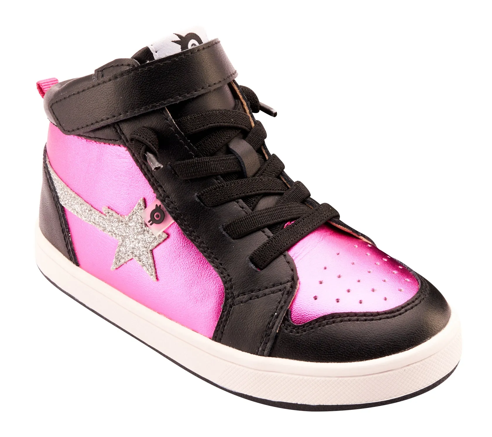 Old Soles Girl's 1007 Team-Star Casual Shoes - Fuchsia Foil / Glam Argent / Black / White Black Sole Best Casual Tennis Shoes