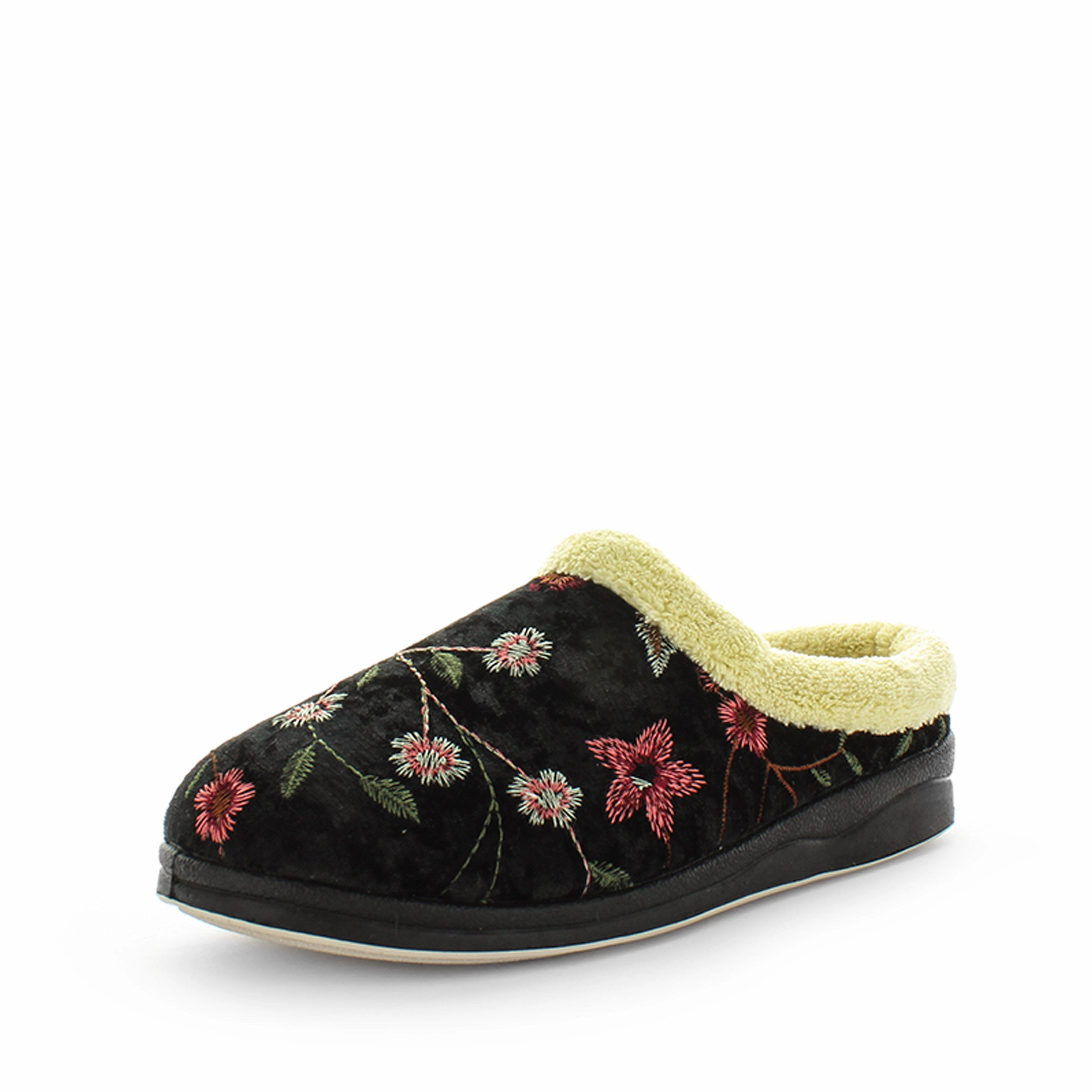 The Glass Slippers Panda Endy Women's Slippers - Black Embroidery