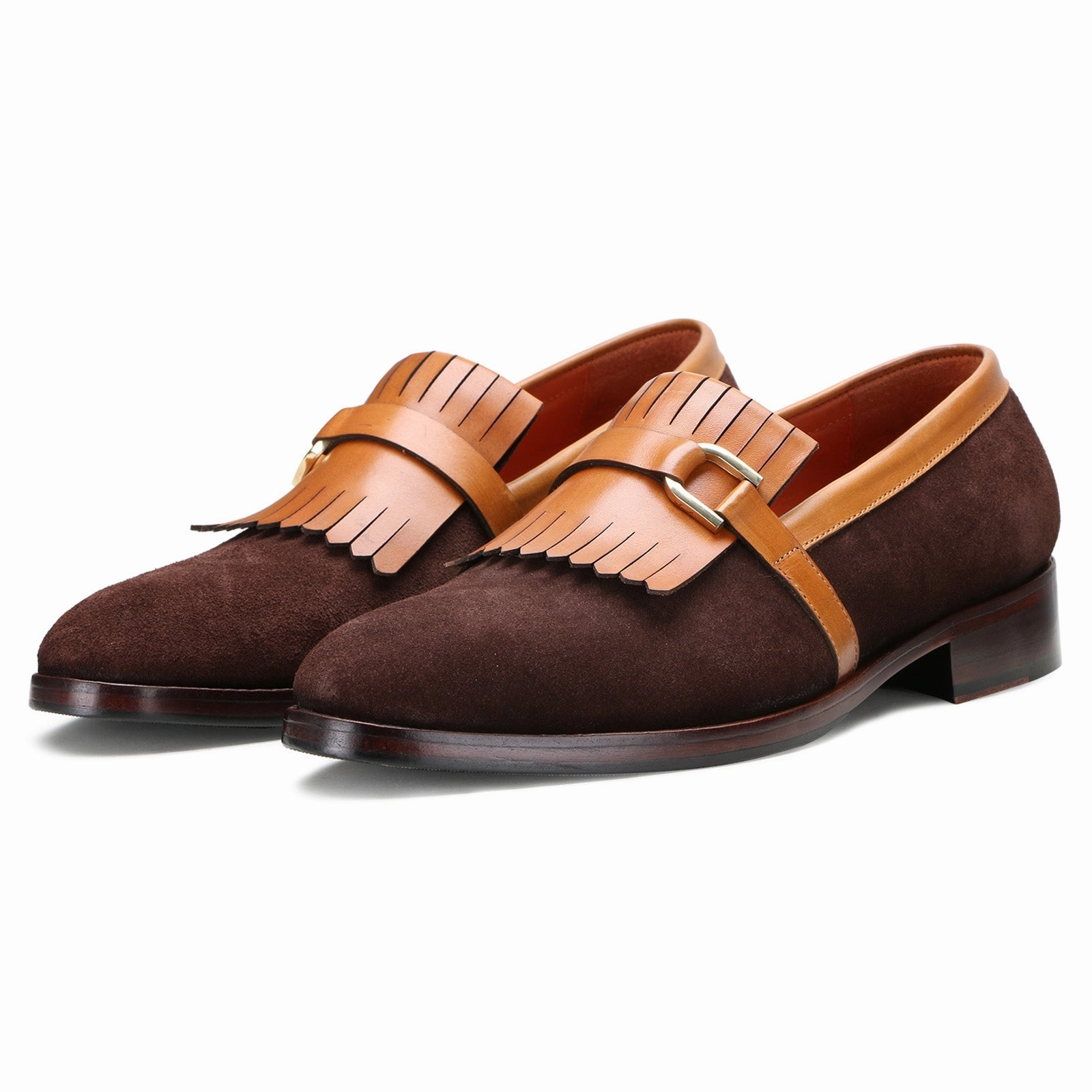 Escaro Royale Madison Buckled Kiltie Loafers in Brown