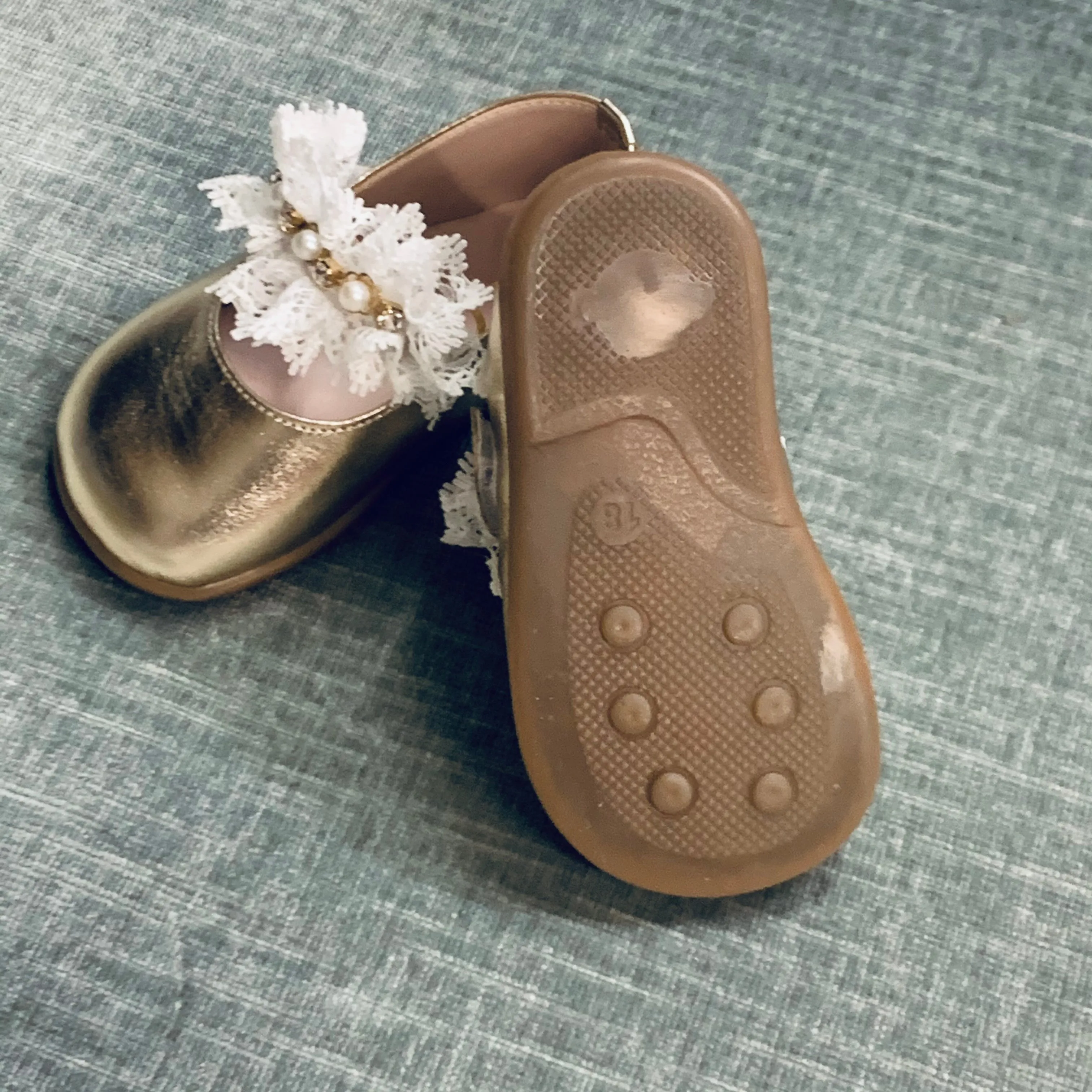 Ever Kid Gold First Step Ballet Flat Dress Shoes For Feet