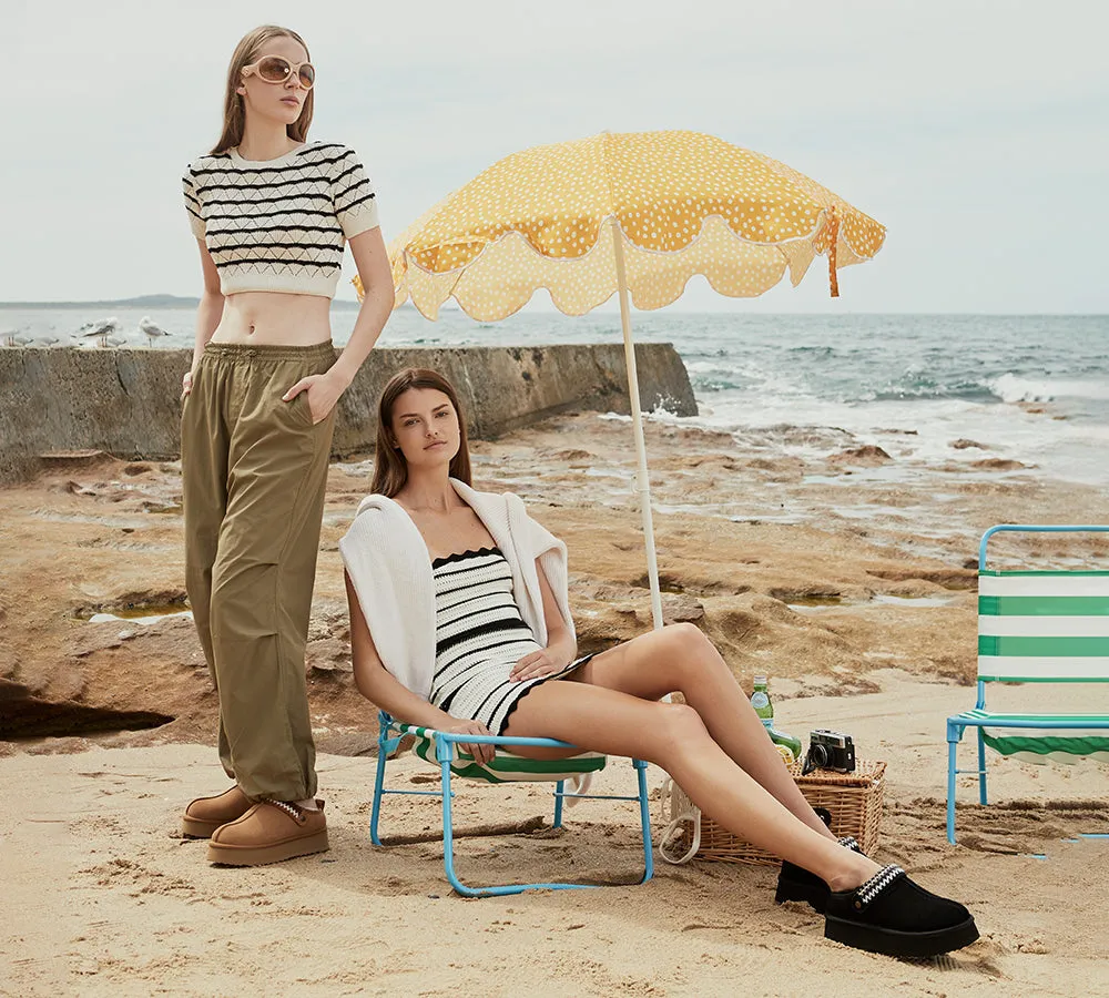 EVERAU UGG Slippers Sheepskin Wool Slingback Kintted Platform Maeve Miles Morales Slippers