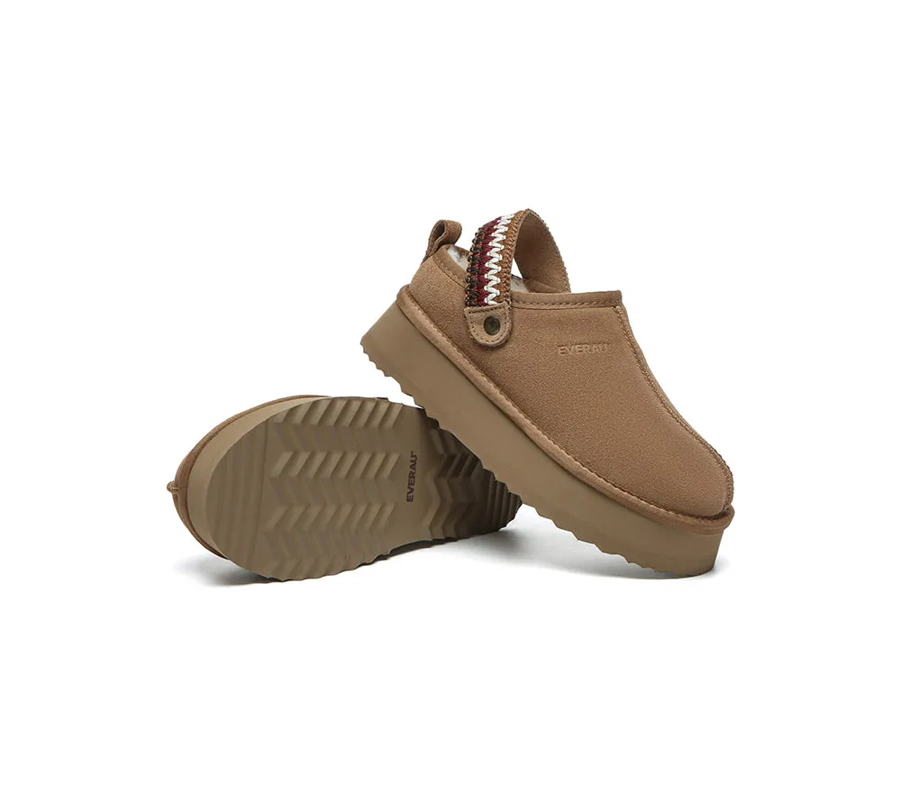 Puffy Shoes Slippers EVERAU UGG Slippers Sheepskin Wool Slingback Kintted Platform Maeve