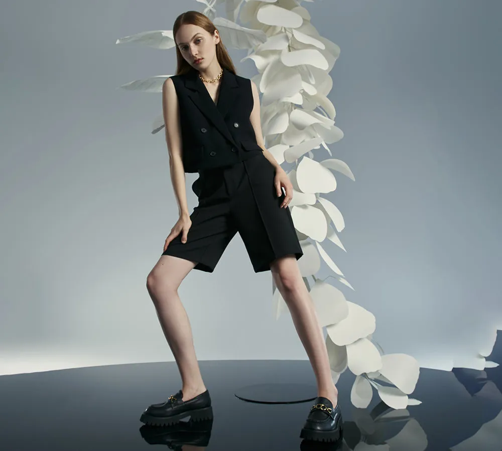 EVERAU Women Leather Gold Buckle Platform Chunky Loafers Patty Salvatore Ferragamo Sport Loafers