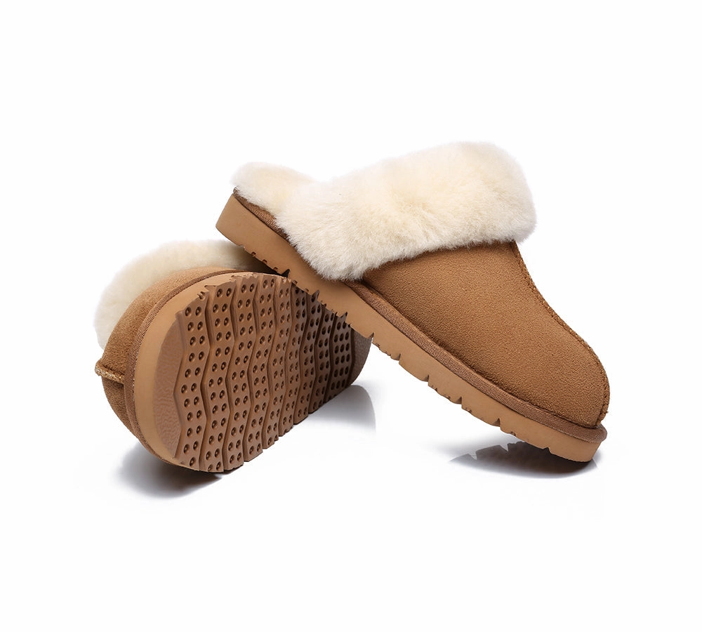 EVERAU UGG Slippers Premium Sheepskin Wool Scuff Muffin