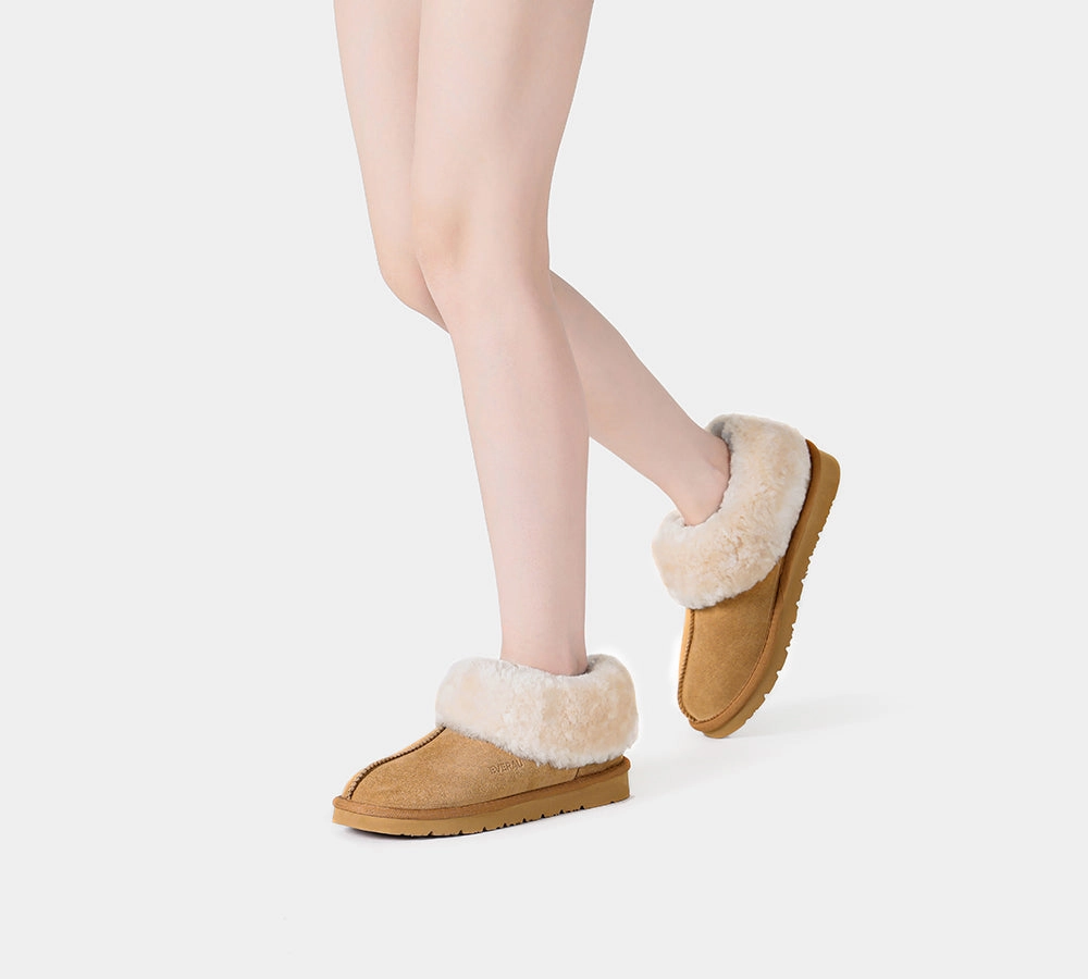Slippers That Look Like Sneakers EVERAU UGG Slippers Sheepskin Wool Suede Ankle Homey