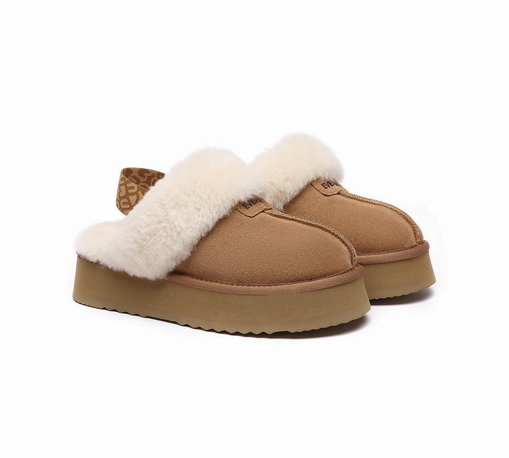 EVERAU UGG Women Removable Strap Slingback Platform Slippers Forever
