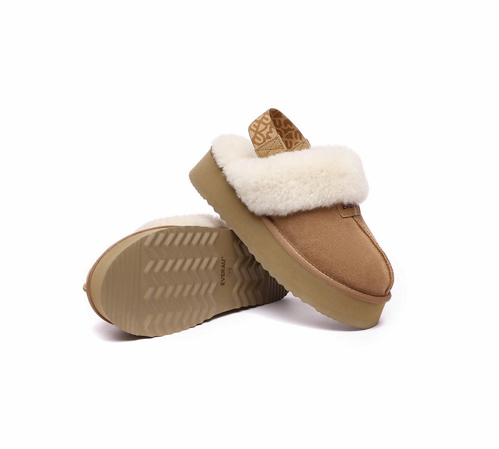 EVERAU UGG Women Removable Strap Slingback Platform Slippers Forever