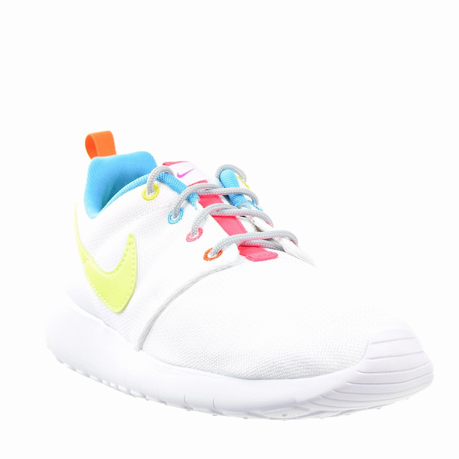 Best Low Cost Running Shoes Nike Roshe Run Big Kid (GS) Shoes White/Racer Pink/Fire Pink/Volt
