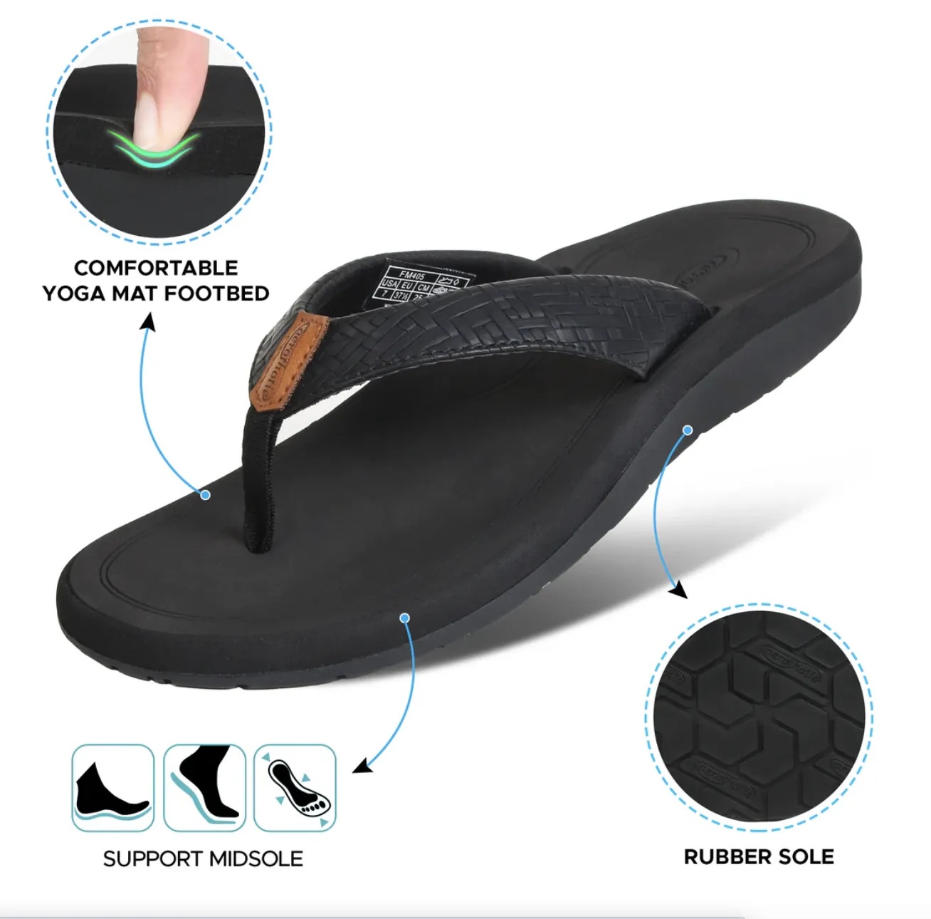 Amazon Orthotic Flip Flops FM405 - Solace Arch Support Orthotic Lightweight Cushioning Flip Flops for Women