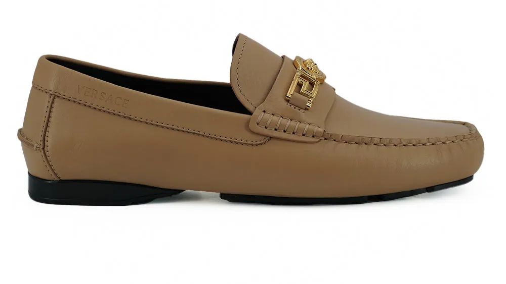 Loafers Skirt Exquisite Medusa Gold-Tone Leather Loafers