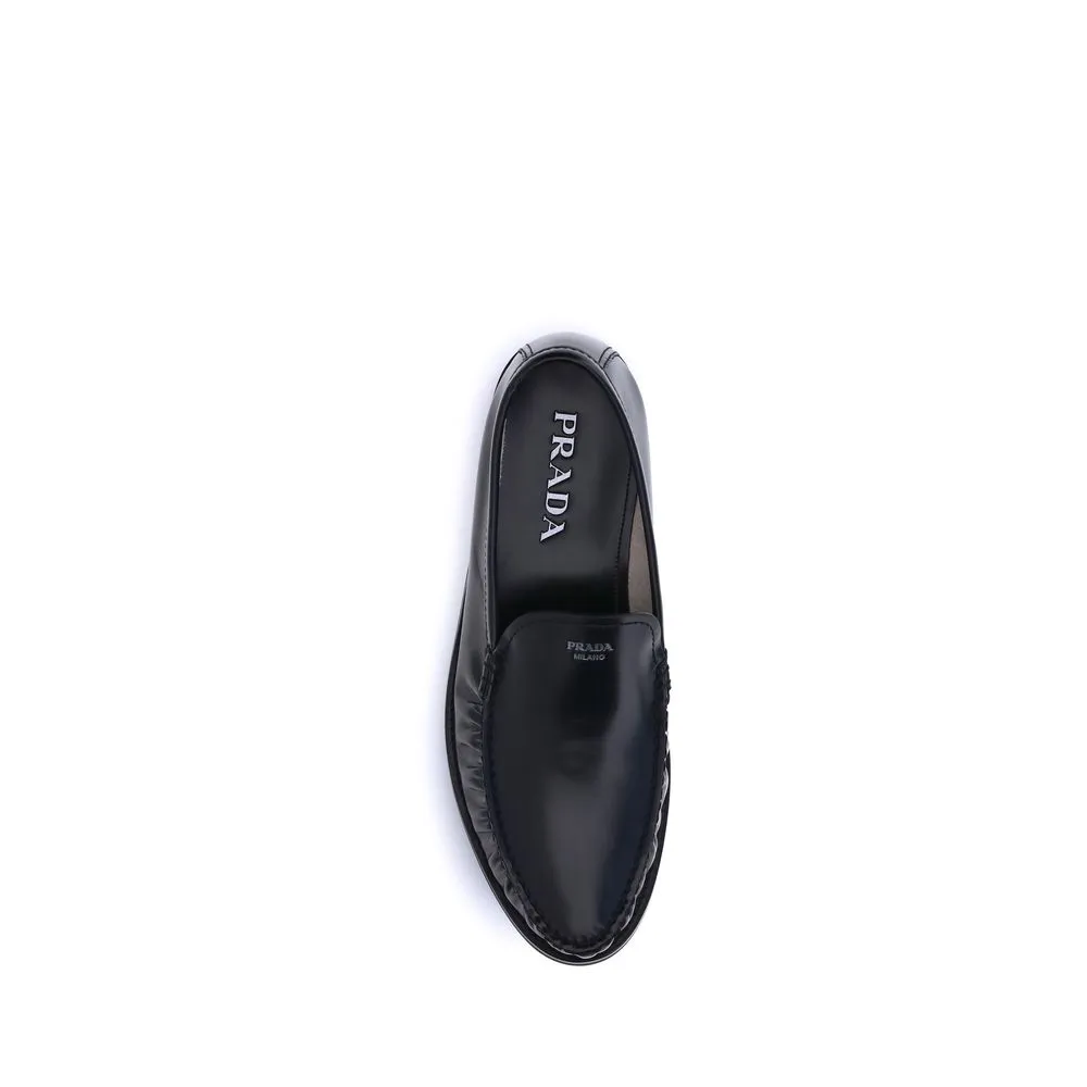 Loafers Def Prada Black Calf Leather Bos Taurus Slip-On Loafers