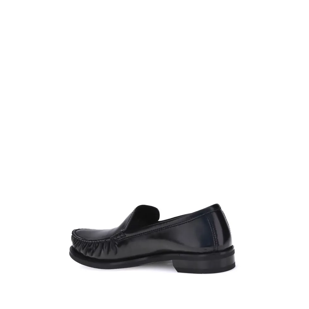 Prada Black Calf Leather Bos Taurus Slip-On Loafers Miu Miu Leather Loafers