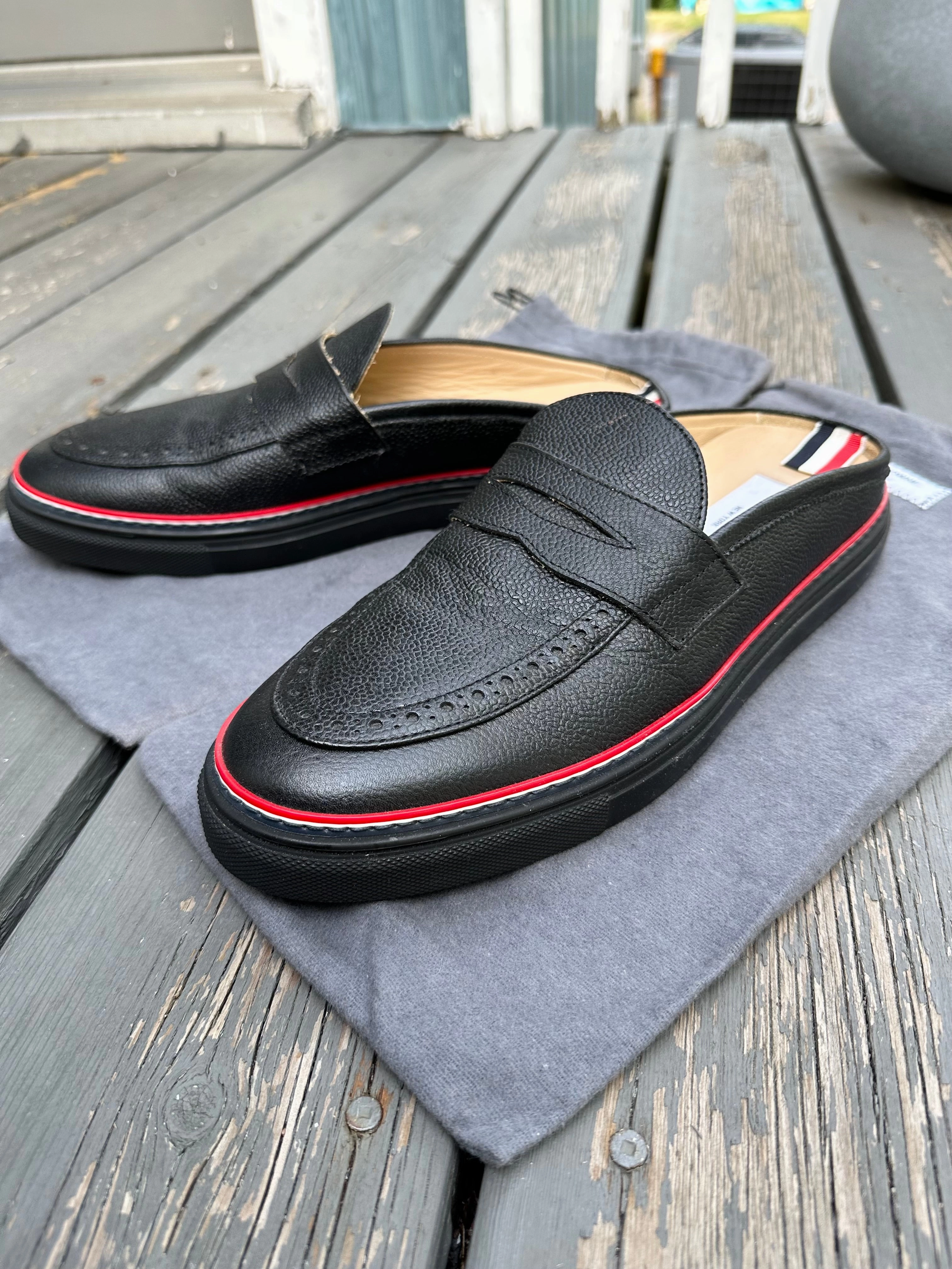 Gucci Rubber Loafers THOM BROWNE Mens Leather Penny Loafer Mules