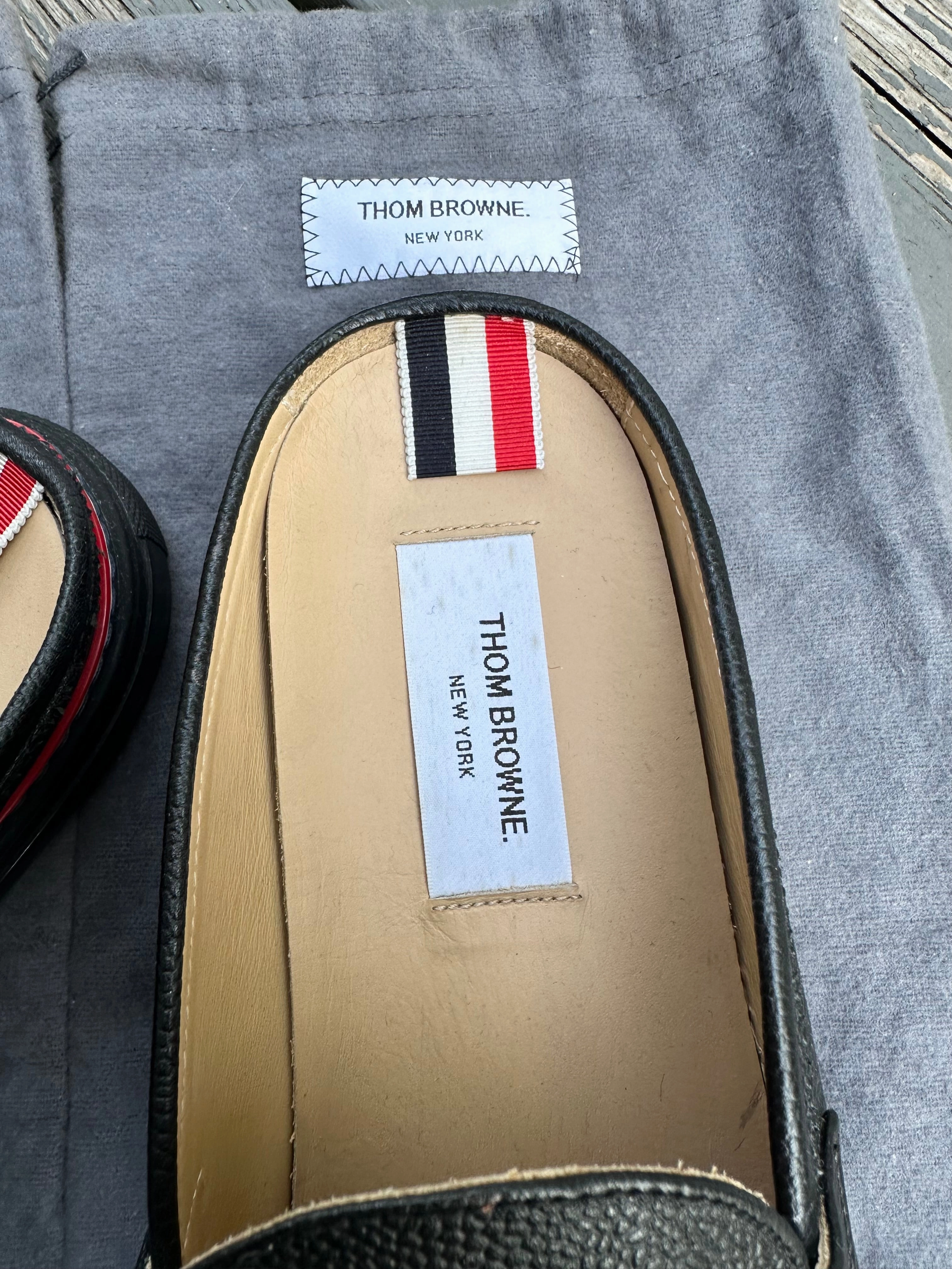 THOM BROWNE Mens Leather Penny Loafer Mules Sock For Loafers