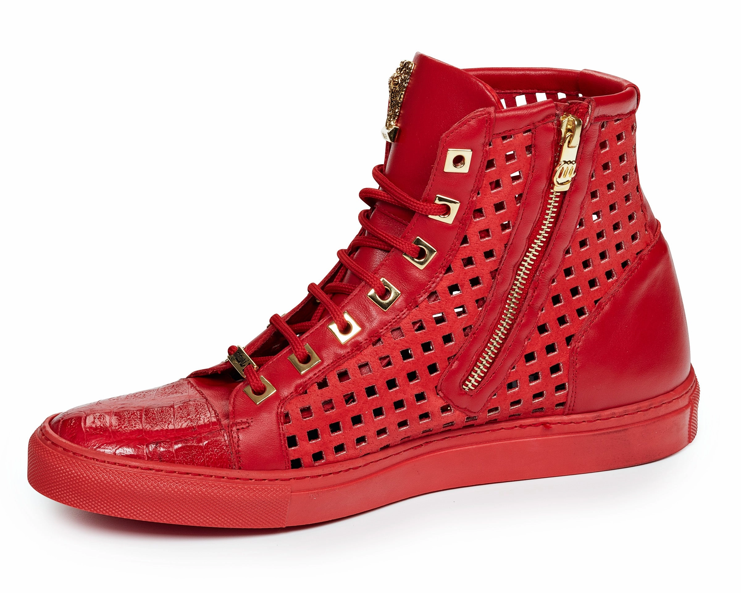 Parigi Loafers Mauri 8513 Candy Red Perforated High top Sneakers