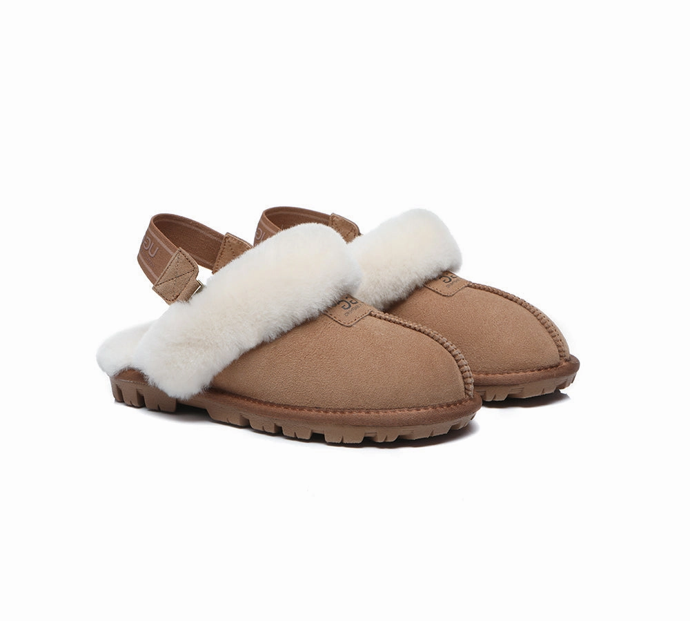 AUSTRALIAN SHEPHERD 2-Way Style UGG Slippers Sheepskin Wool Removable Strap Slingback Suzie Just Sheepskin Slippers