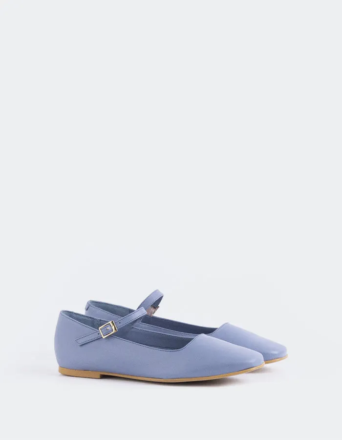 Reubena Blue Leather Embellished Shoes Flat
